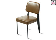 Nordic Minimalism Metal Restaurant Chairs Leather / Wood Seats Library Style