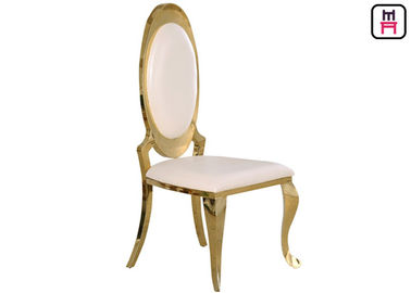 kupować Hotel Armless Oval Back Krzesła restauracyjne ze stali nierdzewnej ze złotym / chromowanym siedziskiem skórzanym online manufacture