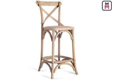 kupować Stołki barowe w stylu francuskim z litego drewna Rustykalny fotel rattanowy X Shape Back online manufacture