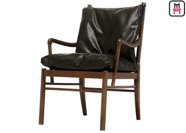 kupować Arm Cozy Black Restaurant Sofa Krzesło Jesion Drewno z wyjmowanymi skórzanymi siedzeniami online manufacture