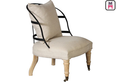 kupować Metalowe oparcie Armless Sofa Krzesło z kółkami, rustykalne krzesła z drewna nogi salon online manufacture