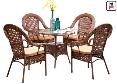 kupować 4-osobowe stoły restauracyjne na zewnątrz z metalową ramą rattanową D80 * H72 Cm online manufacture