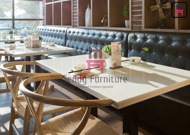 Skórzana skórzana sofa restauracyjna Zestaw fast food Hotelowa kanapa Ozdoba z diamentowego przycisku
