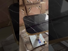 Owalny kształt marmuru ceramicznego ze stołem jadalnym ze złotym szwem